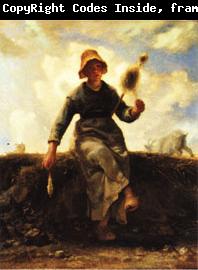 Jean Francois Millet The Spinner, Goat-Girl from the Auvergne